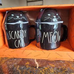 Rae Dunn Scaredy Cat Meow Topper Mugs