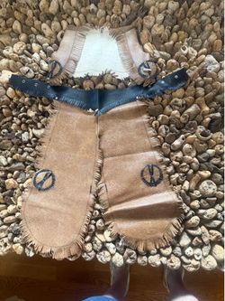 Vintage 1950s kids cowboy costume vest chaps set mid-century western playsuit