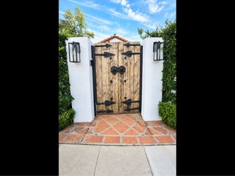 100+ year old Vintage Spanish Wood Gate - Arte De Mexico - 73-1/2” h x 47”w
