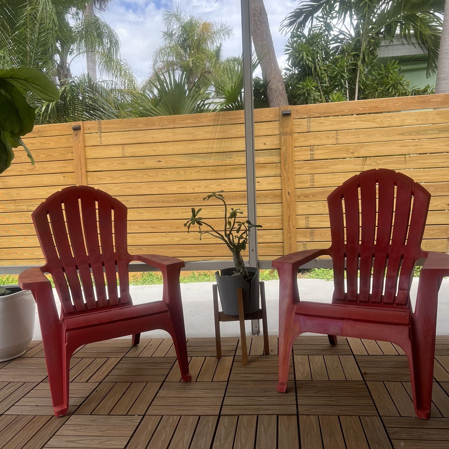 Set Of 2 Adirondack Red Chairs 