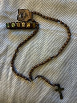 Handmade wood bead rosary