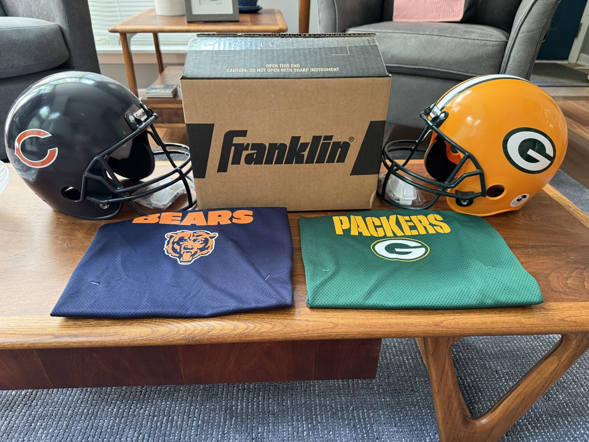 Franklin Sports NFL Kid's Bears & Packers Helmet & Jersey Sets