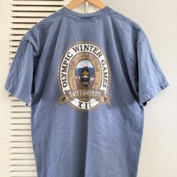 Vintage 2002 Winter Olympic XIX Winter Games Utah Official Licensed Merchandise T-shirt Blue