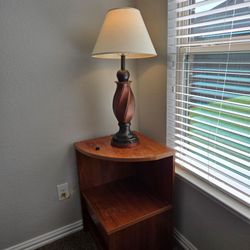 Oak Side table with Bed Lamp