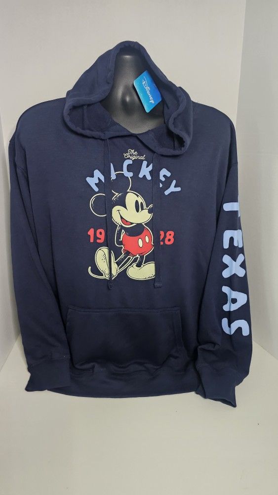 Disney The Original Mickey Mouse "Texas" Hoodie W Pockets XL