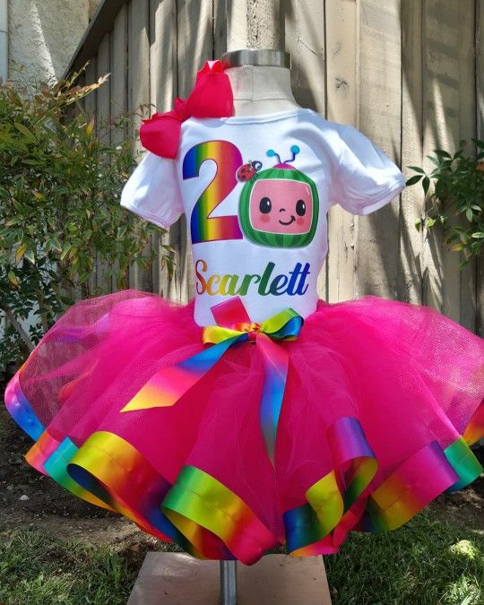 Cocomelon ribbon tutu set /traje set con tutu