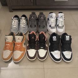 Jordan Sneaker Bundle – 6 Pairs – Jordan 4s & 1 Lows – Excellent Condition size 13