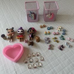 Unicorn Pencil Holders, L.O.L. Dolls, Little Girls Earrings & Rings