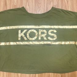Michael Kors size XL green with gold crop top