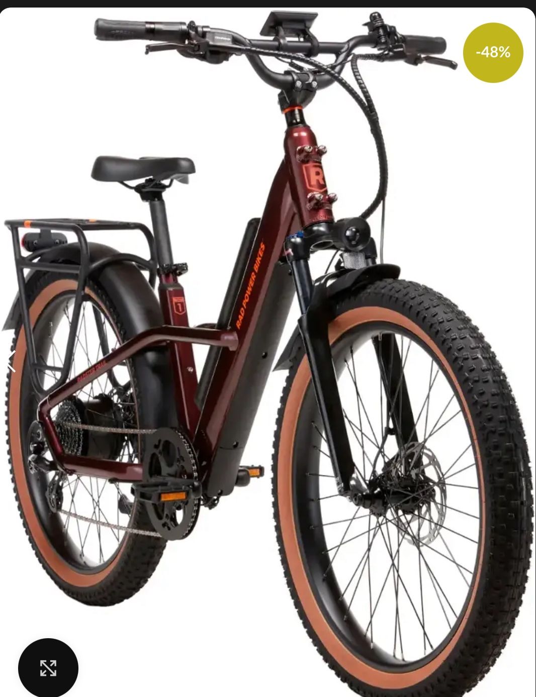 Rad Power Bikes - Radster Trail - Ebike w/ 65 miles max operating range & 28 mph max speed - Large - Copper Red