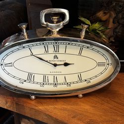 Beautiful Oval Chrome Mantle Clock 
