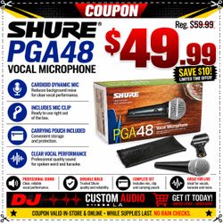 Shure Professional Cardioid Vocal Microphone Mic Clip Carrying Pouch PGA48 Karaoke DJ Live 🚨 Payment Options Available 🚨 No Credit Needed 🚨