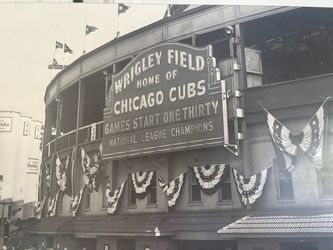 Vintage Wrigley Field Chicago Cubs Print Black & White Photo