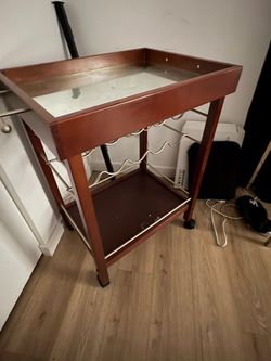Wood bar cart