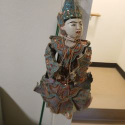 Antique Ornate Asian Hand Crafted Burmese Diety Marionette Yoke Thé Puppet Doll