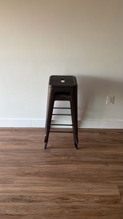 Pair of Industrial Metal Bar Stools