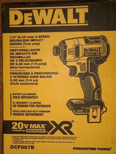 DeWalt 20 Volt Max Brushless XR Dcf887 3-speed Impact Driver