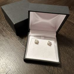 10k Diamond Earrings  With Screws Backs 