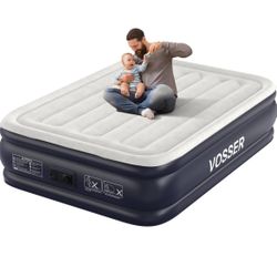 Air Mattress Full, 18'' Inflatable Mattress with Built in Pump, Self Inflatable/Deflation, Blow Up Mattress in 3 Mins, of Upgraded Vertical Beams, Flo
