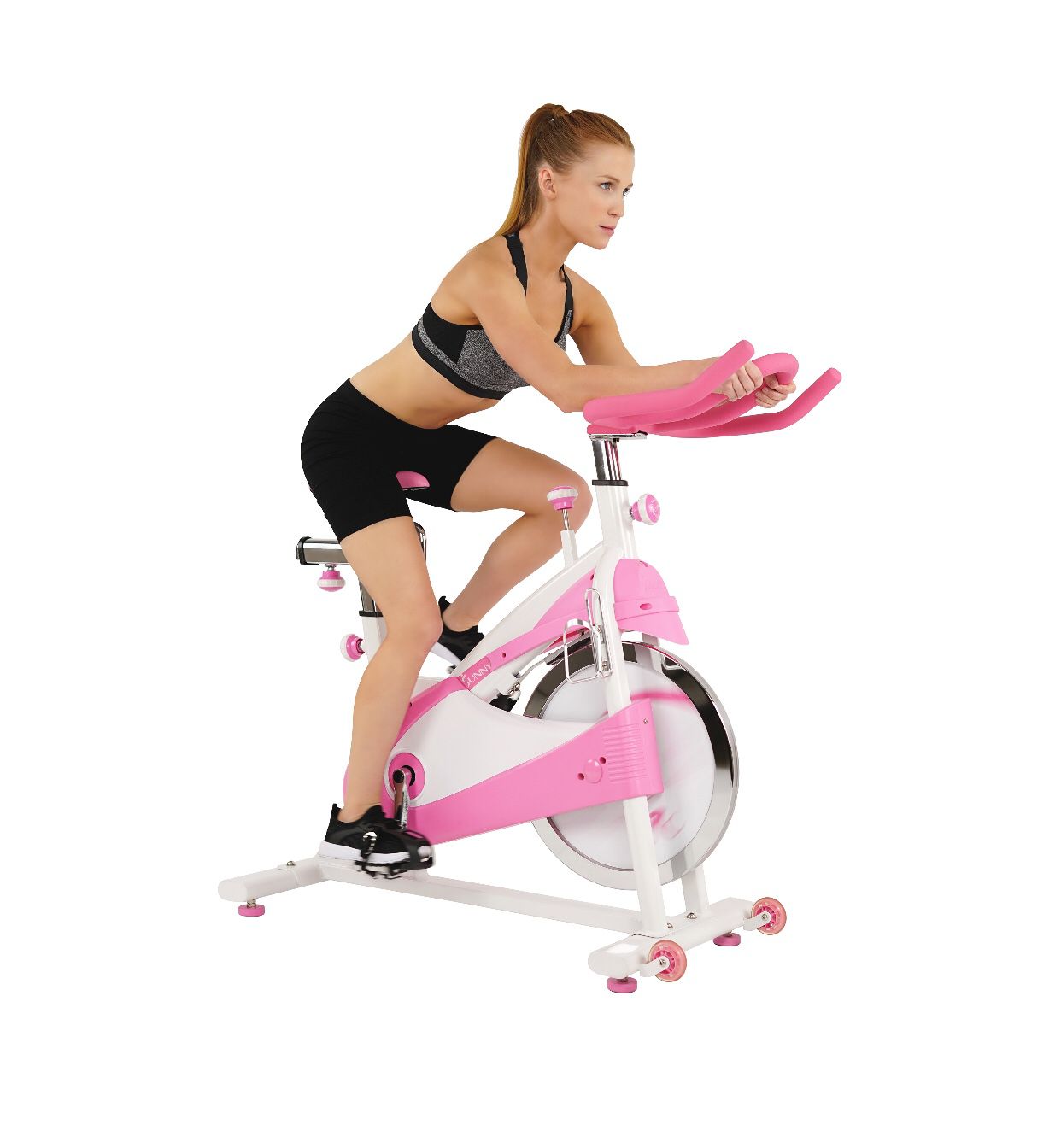 Sunny Health and Fitness P8150 pink premium indoor exercise cycling bike