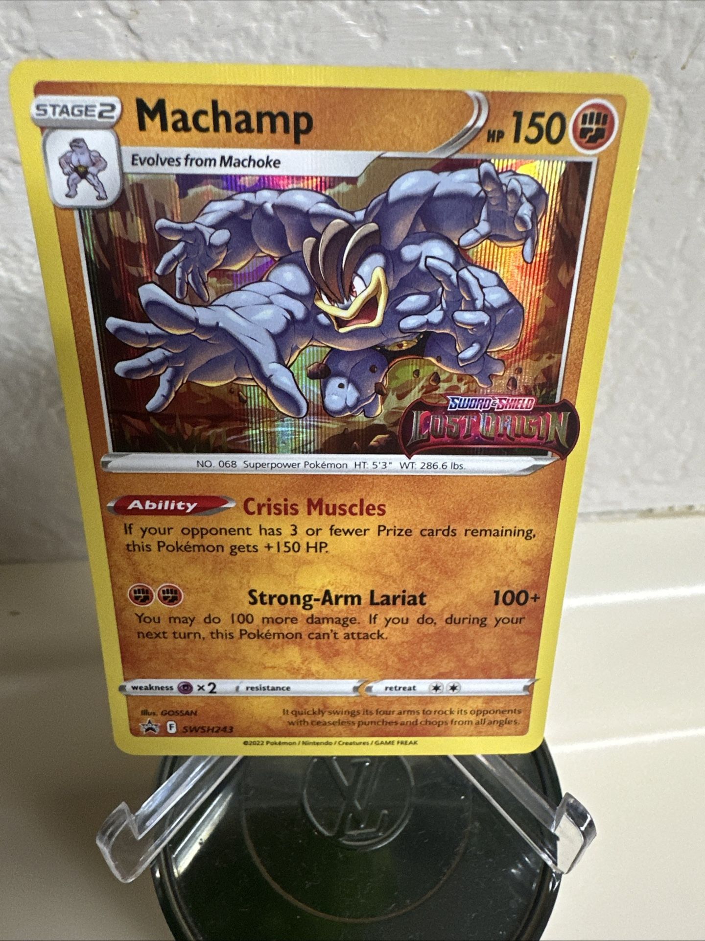 Machamp SWSH243 PreRelease Pokemon Promo Holo Card NM Black Star Lost Origin