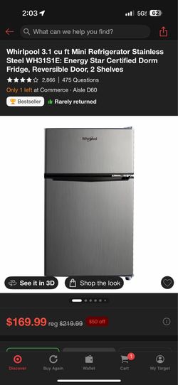 Whirlpool mini fridge
