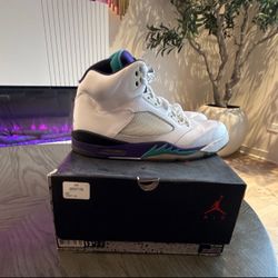 Air Jordan 5 Retro “Grape” White/Purple/Teal Lace Up Basketball Size 12.5