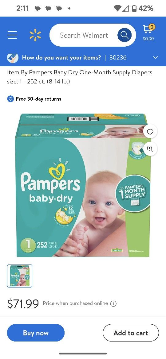 Pampers Baby Dry Sz 1 New In Box