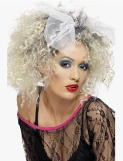 80s Pop Star Blonde Curly Costume Wig