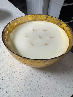 7 wick Gold glass bowl candle Juniper Sage