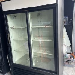 TWO DOOR GLASS COOLER TRUE”78” Height 54” Width 30” Depth Brand True’ Excellent Working Conditions!! No Issues!!