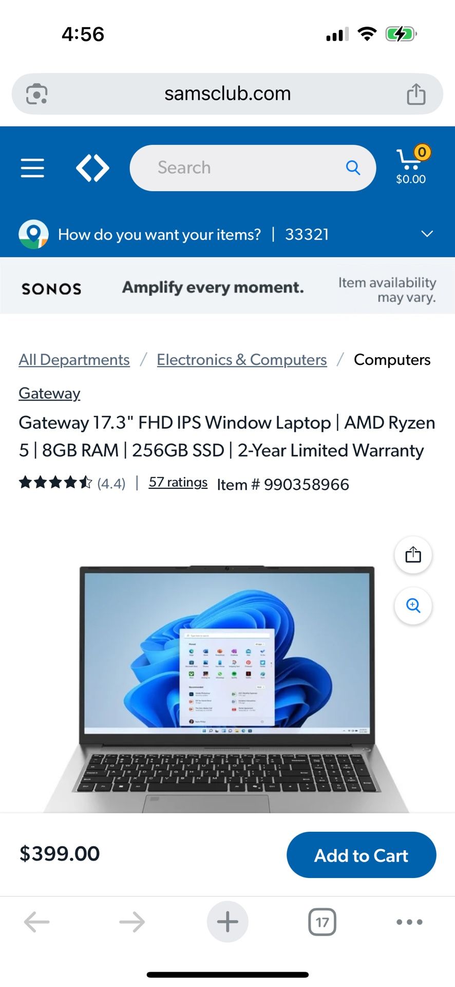 Gateway 17.3" FHD IPS Window Laptop