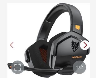 NUBWO G06 Dual Wireless Gaming Headset With Microphone For PS5, PS4, PC - 23ms Low Latency Audio - 100-Hour Of Playtime - 50mm Drivers (Black-Orange)