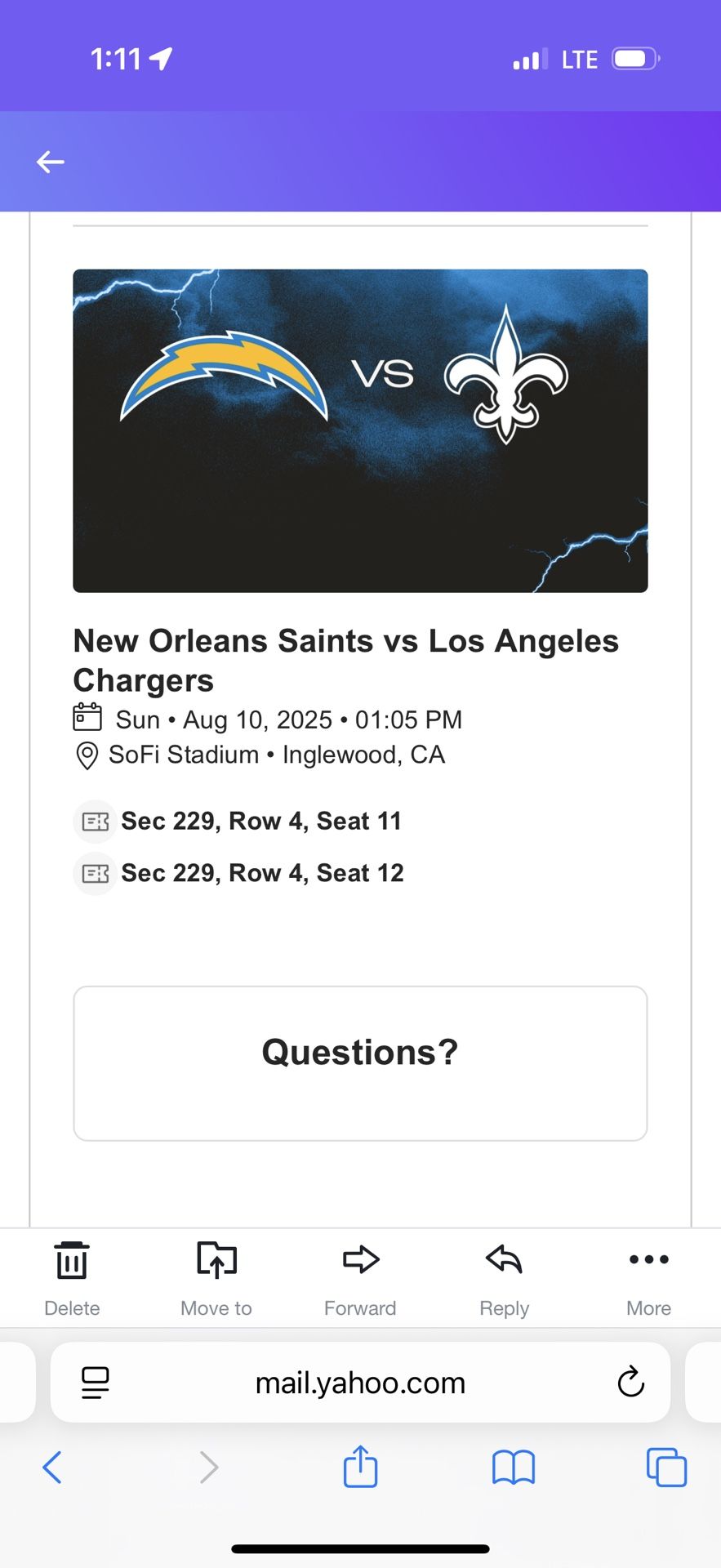 Chargers Tickets 08-10-25
