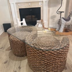 S Shaped Wicker Coffee Table 