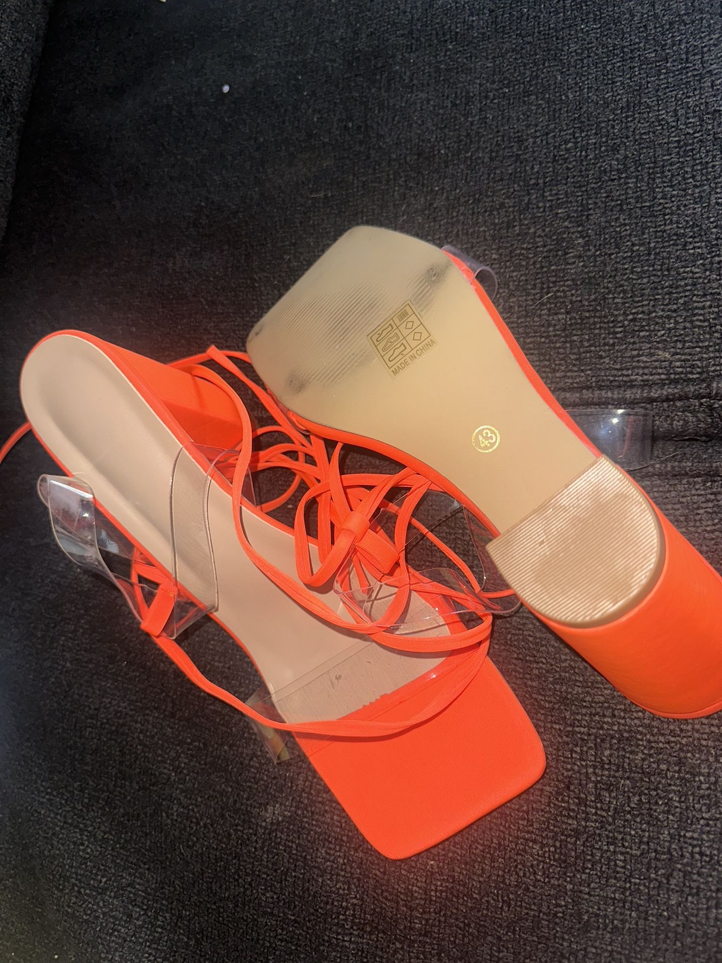 Orange And Clear Heels
