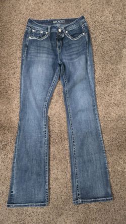 Grace in LA embellished cactus ladies jeans blue mid-rise size 5 34