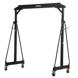 VEVOR Adjustable Gantry Crane, 4400 lbs Capacity, Portable Shop Lift Hoist with 98.8" to 146.1" Height Adjustable, Locking Wheels, Steel Construction,