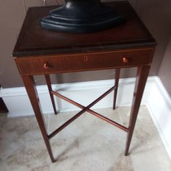 Vintage Leather Top Side Accent Table