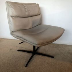 West Elm Swivel Lounge Chair Modern Accent Chair Real Leather Like New