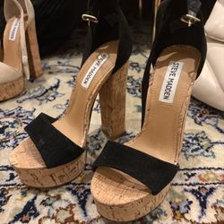 Steve madden Black suede And Cork Shoes Sz 5.5