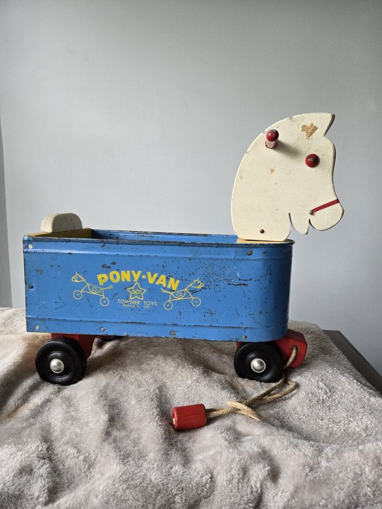 Vintage Pony Van Pull Toy Wagon