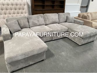 New! Plush U-Shaped Sectional, Sectionals, Sofa, Modular Sectional, Couch, Sofa, Sectional With Chaise, Double Chaise Sofa, Grey Sofa, Grey Couch