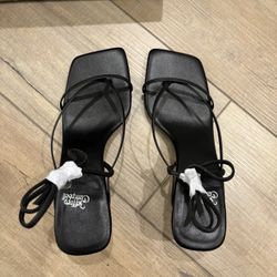 Jeffrey Campbell Strappy Lace Up Stiletto Square Toe Black Women's Heels 6.5