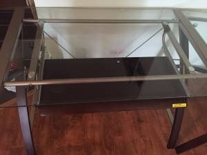 Glass corner computer table