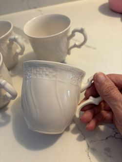 Mikasa  Renaissance White Cup and Saucer sets