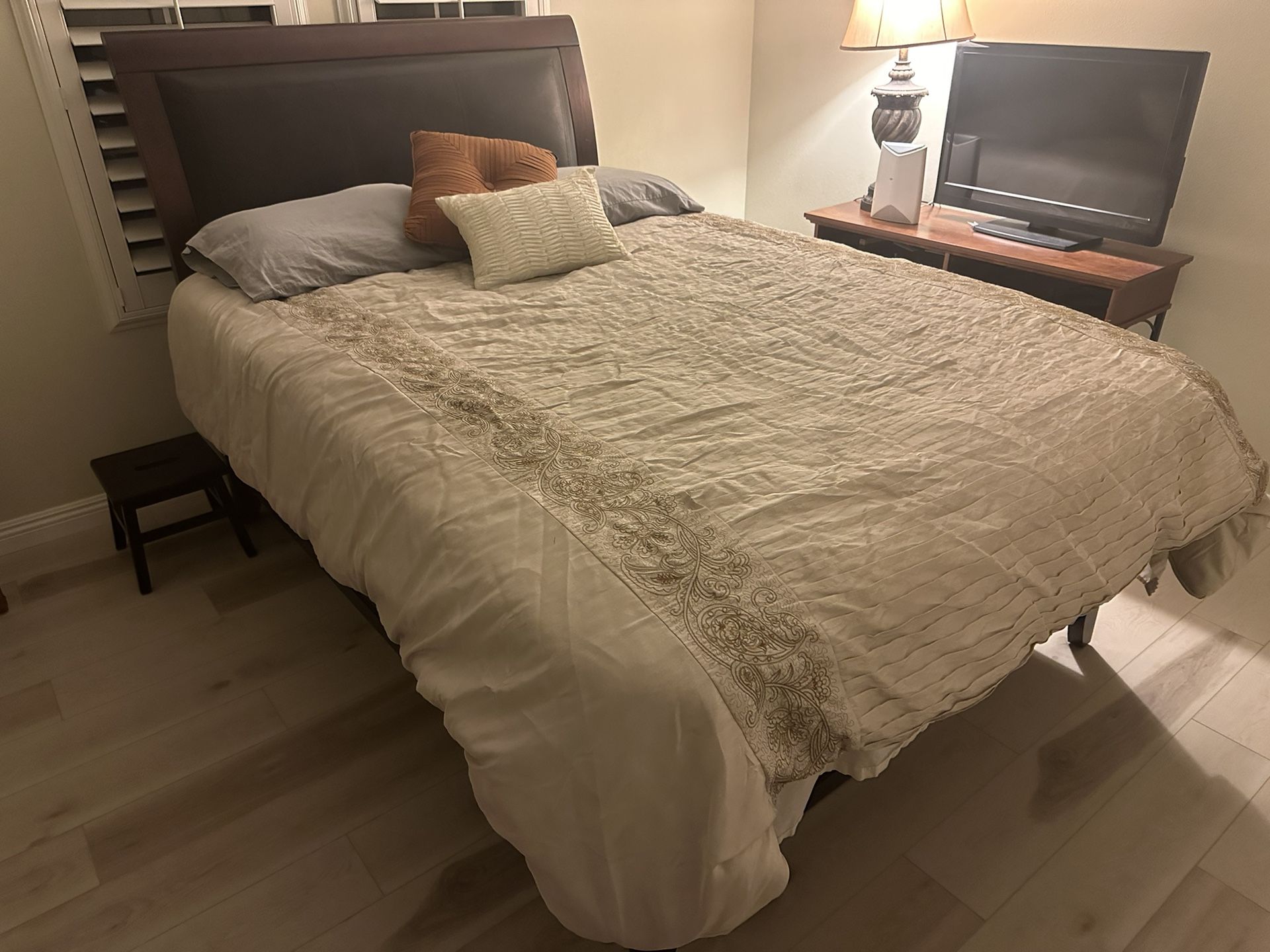 Queen Bed Set - Frame + Mattress + Box Spring