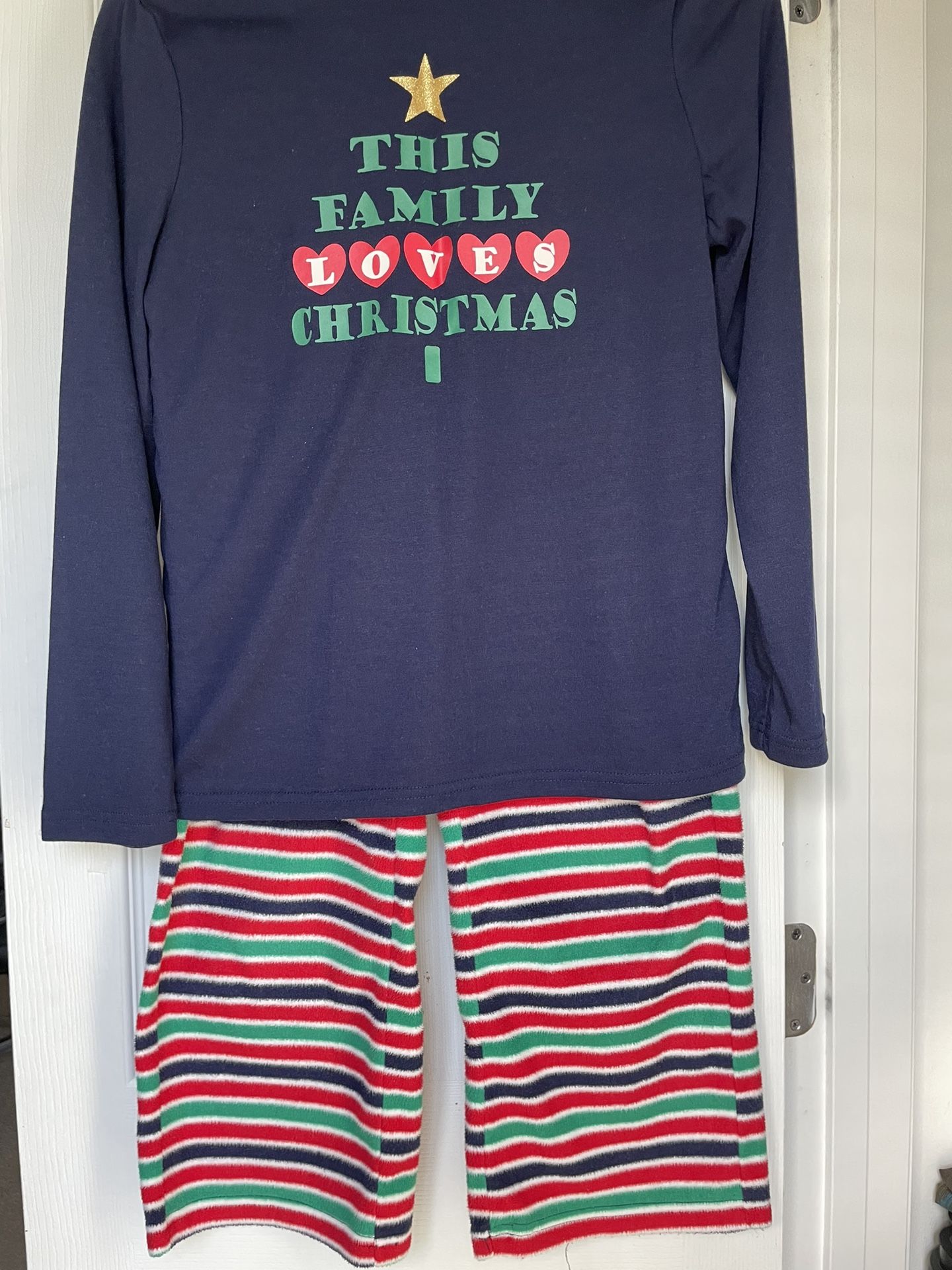 Boys Winter Night Suit Pajama Set 2-piece - 10/12 - Blue Red Green - Christmas