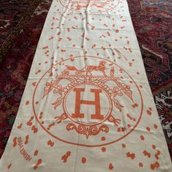 Hermes Orange Cream Shawl Throw Pana Wrap