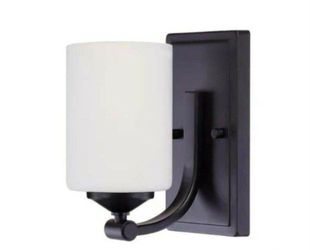 Hampton Bay Darlington 4.5 in. 1-Light Matte Bronze Indoor Wall Sconce with Frosted Opal Glass Shade